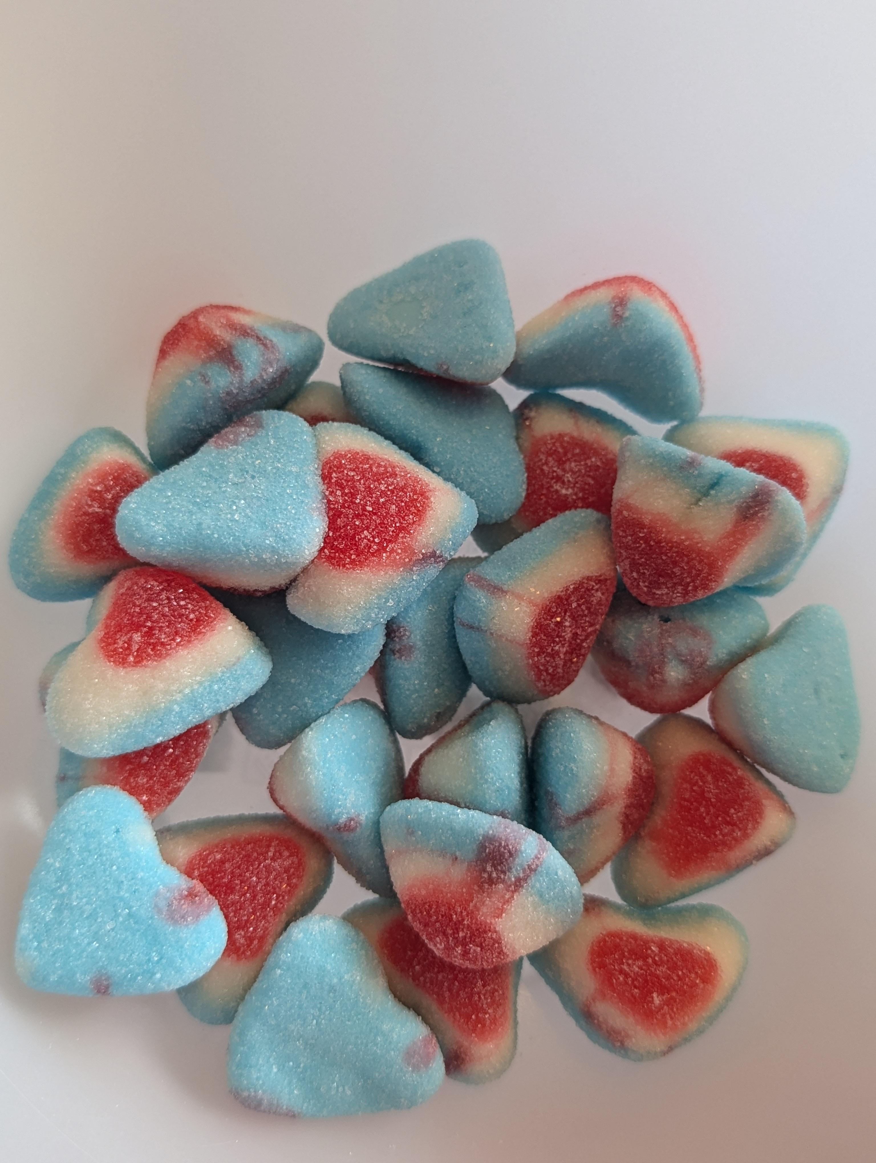 Jelly fruit flavour hearts 